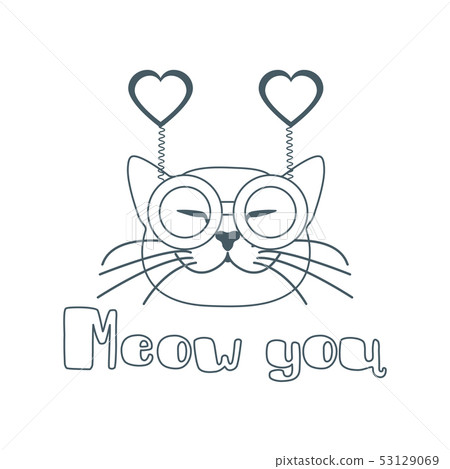 Valentine's Day Cat in carnival glasses with heart 53129069