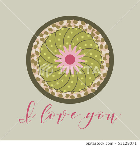 Blooming cactus Love message. Valentine's Day. Blooming cactus Love message. Valentine's Day. 53129071