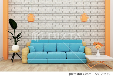 Loft interior mock up with sofa and decoration 53129349