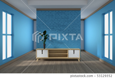 cabinet design, modern living room with blue brick 53129352
