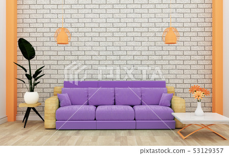 Loft interior mock up with sofa and decoration 53129357