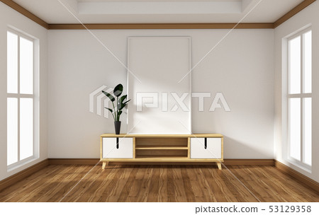 abinet design, modern living room with white wall 53129358