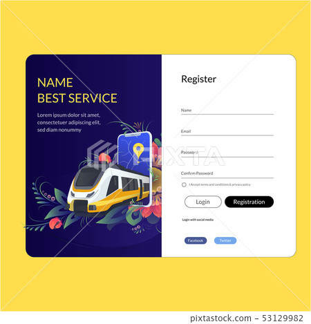 Web page design template for project delivery, transport, train. Modern vector illustration concepts Web page design template for project delivery, transport, train. Modern vector illustration concepts 53129982