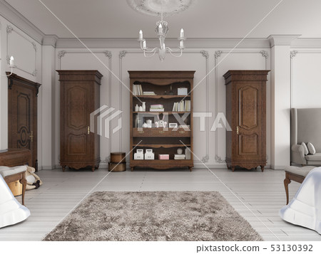 Two classic wardrobe and shelving brown colors Two classic wardrobe and shelving brown colors 53130392