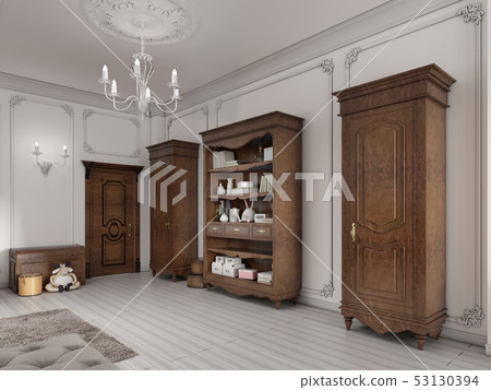 Two classic wardrobe and shelving brown colors 53130394