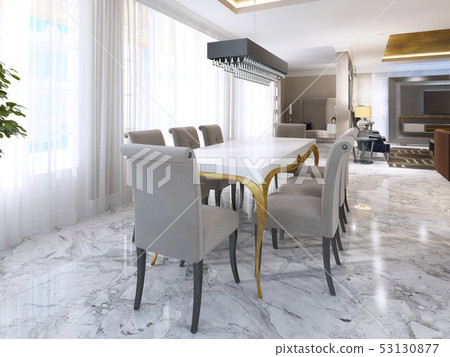 Large dining table for eight in the style of art 53130877