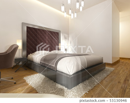 Luxurious one double bed in the hotel room in art 53130946