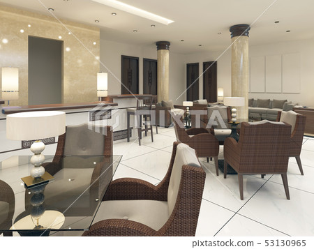 Modern design Breakfast room with rattan 53130965