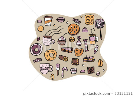 Dessert vector set elements in doodle style. Dessert vector set elements in doodle style. 53131151