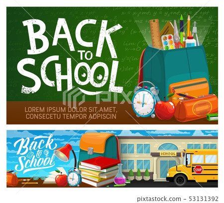 Back to school, education supplies bag, chalkboard 53131392