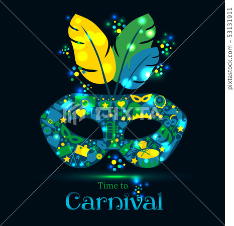 Bright carnival icons mask and sign Bright carnival icons mask and sign 53131911