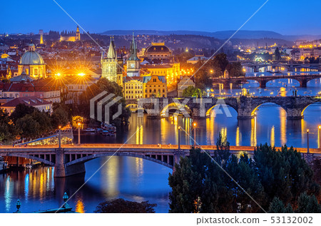 Prague city, bridges over Vltava river, Czechia 53132002