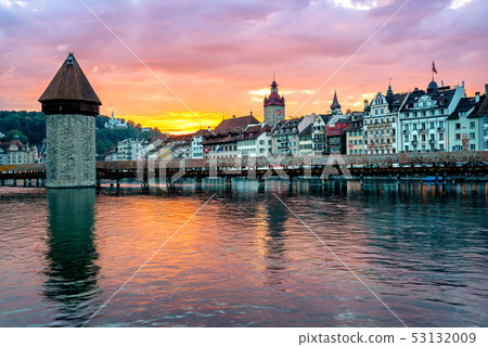 Lucerne, Switzerland, Old Town on dramatic sunset Lucerne, Switzerland, Old Town on dramatic sunset 53132009