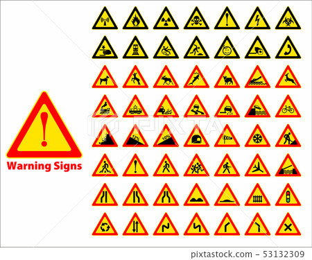 Warning sign symbol. Set design element. Warning sign symbol. Set design element. 53132309