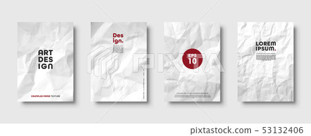 Crumpled white paper texture pattern. Minimal covers set. Rough grunge old blank. Vector abstract Crumpled white paper texture pattern. Minimal covers set. Rough grunge old blank. Vector abstract 53132406
