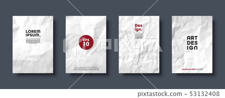 Crumpled white paper texture pattern. Minimal covers set. Rough grunge old blank. Vector abstract Crumpled white paper texture pattern. Minimal covers set. Rough grunge old blank. Vector abstract 53132408