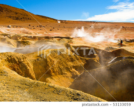 Geyser Sol de Manana in Bolivia Geyser Sol de Manana in Bolivia 53133059