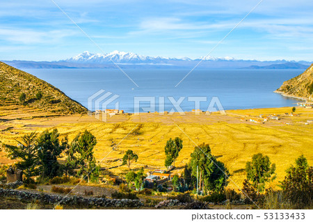 View of Titicaca Lake and Cordillera Real from Island of the Sun - Isla del Sol, Bolivia 53133433