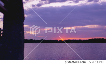 Violet purple sunset, Black sea surface under sky Violet purple sunset, Black sea surface under sky 53133490