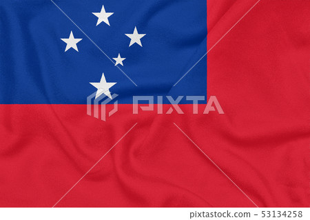 Flag of Samoa on textured fabric. Patriotic symbol 53134258