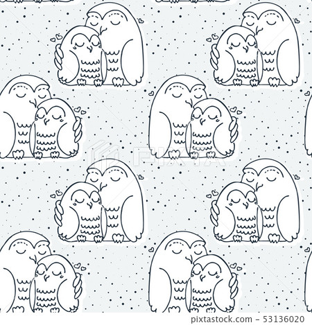 Seamless doodle pattern with cute bird elements Seamless doodle pattern with cute bird elements 53136020