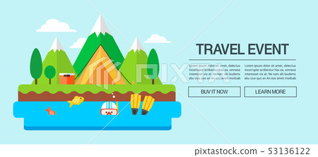 Camping Trip Event Event pop banner background illustration Camping Trip Event Event pop banner background illustration 53136122