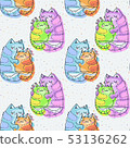 Seamless doodle pattern with cute animal elements 53136262