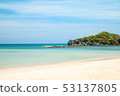 Sandy beach with the sea background. 53137805