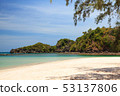 Sandy beach with the sea background. 53137806