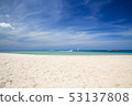Sandy beach with the sea background. 53137808