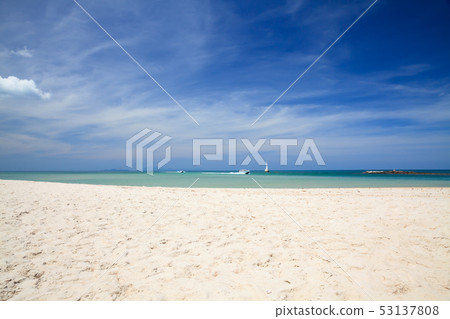 Sandy beach with the sea background. 53137808