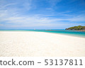 Sandy beach with the sea background. 53137811