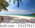 Sandy beach with the sea background. 53137813