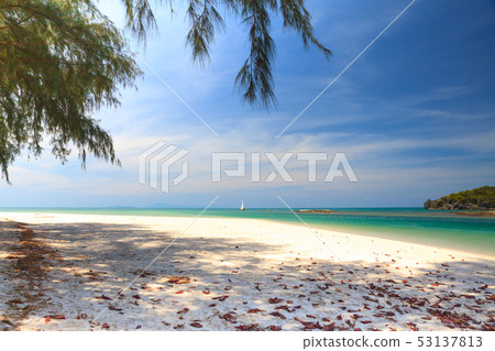 Sandy beach with the sea background. 53137813