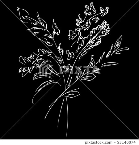 Abstract bouquet of wildflowers isolated on black Abstract bouquet of wildflowers isolated on black 53140074