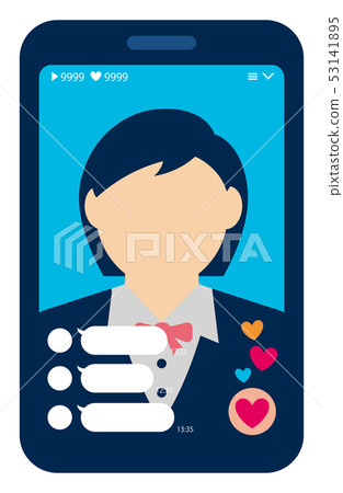 Smartphone live video chat app screen image illustration 53141895