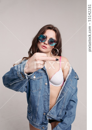 Close up of cool stylish girl in underwear and 53142281