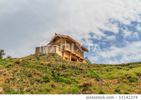 在Maow鎖門的風景在Minowa城堡外面在春天 53142374