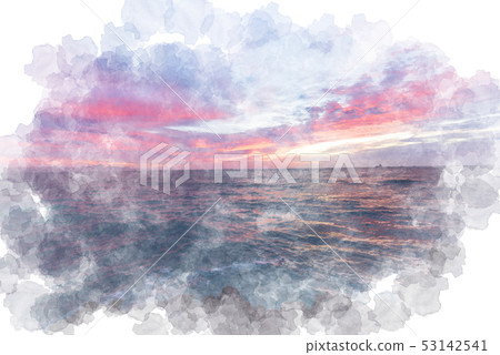 Sunset in the aftermath, Watercolor style Sunset in the aftermath, Watercolor style 53142541
