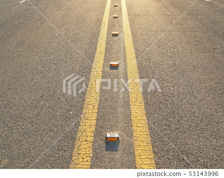 Center line of sunset light and asphalt road Center line of sunset light and asphalt road 53143996