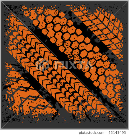 Car tire tracks with grunge - vector set 53145493