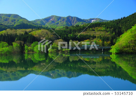 新鮮的綠色繭秋天湖 新鮮的綠色繭秋天湖 53145710