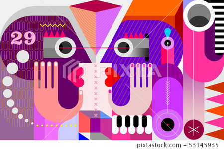 Twins look at each other vector illustration Twins look at each other vector illustration 53145935