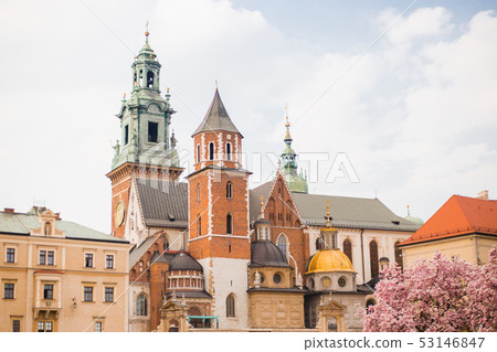 Historic city of Cracow in Poland, medieval architecture. Cathedral in Wawel Castle in Krakow. Historic city of Cracow in Poland, medieval architecture. Cathedral in Wawel Castle in Krakow. 53146847