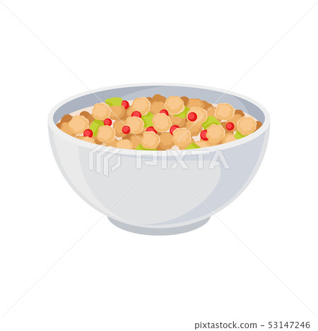 Crispy balls in a ceramic bowl close-up. Vector illustration on white background. Crispy balls in a ceramic bowl close-up. Vector illustration on white background. 53147246
