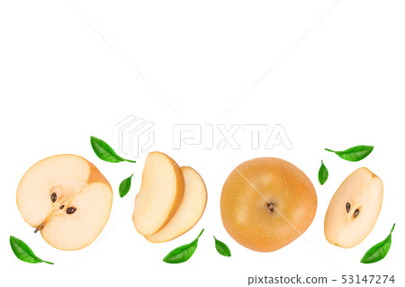 Fresh asian pear isolated on white background with copy space for your text. Top view. Flat lay. Set Fresh asian pear isolated on white background with copy space for your text. Top view. Flat lay. Set 53147274