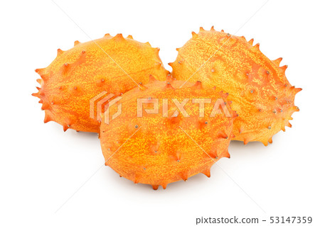 Kiwano or horned melon isolated on white background Kiwano or horned melon isolated on white background 53147359