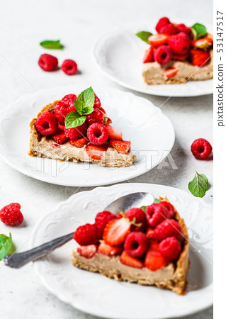 Pieces of berry tart with raspberries, Pieces of berry tart with raspberries, 53147517