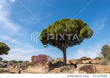 Old ruins of Roman buildings - Ostia Antica Rome Old ruins of Roman buildings - Ostia Antica Rome 53147665
