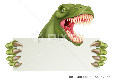 Dinosaur T Rex Holding Sign Cartoon - Stock Illustration [53147972] - PIXTA
